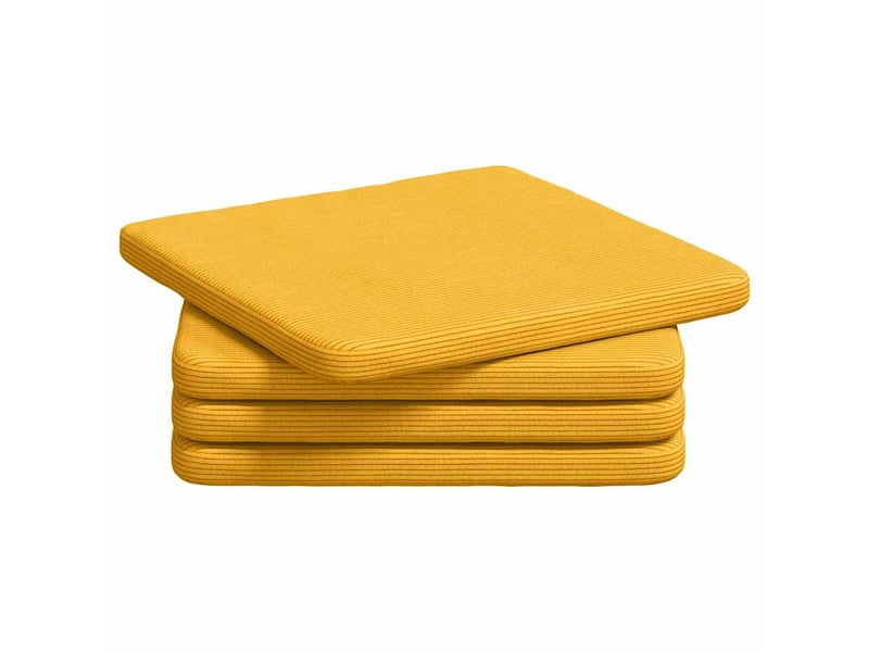 Lot de 4 coussins de siège, coussins décoratifs tissu en velours côtelé jaune clair cf59994 - Conforama A