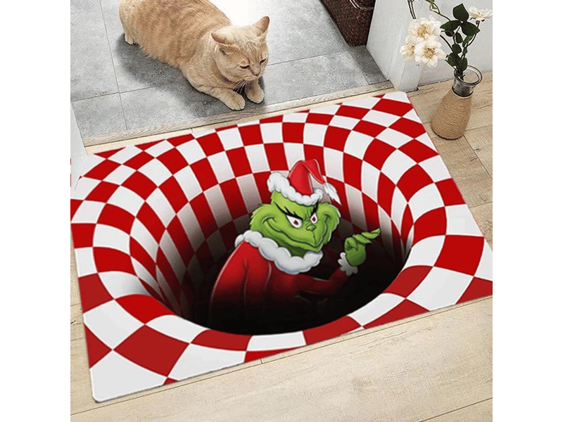  Tapis d'entrée illusion 3d, tapis d'entrée amusant pour décoration de noël, intérieur et extérieur, tapis de bienvenue pour salle de (rouge 40*60cm)  - Conforama B