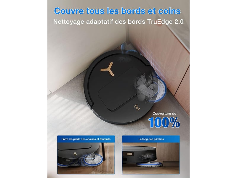  ECOVACS DEEBOT T50 Pro Omni Gen3 Set Robot Aspirateur Laveur, 25000Pa, AIVI 3D 3.0, Lavage 75°C,81mm 25kPa, AIVI 3D 3.0,Lavage 75°C - Conforama C