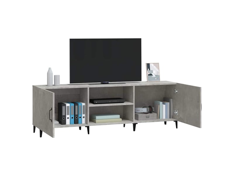  Meuble tv - banc tv - meuble de rangement gris béton 150x30x50 cm bois d'ingénierie  - Conforama E