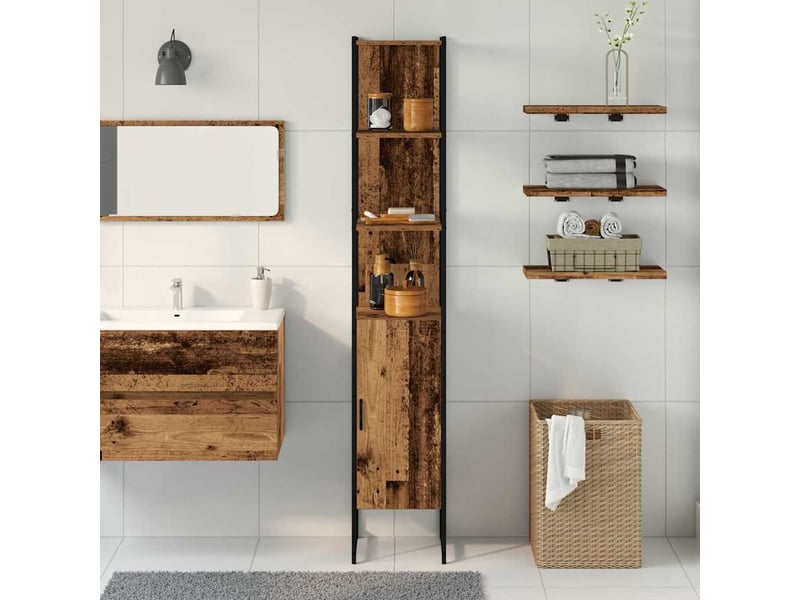  Armoire de salle de bain, cabinet de salle de bain bois ancien 33 x 33 x 185,5 cm cf65053  - Conforama D