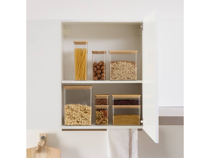  Boîte de conservation carrée avec couvercle en bambou eske 2l transparent ESKE BAMBOU - Conforama B