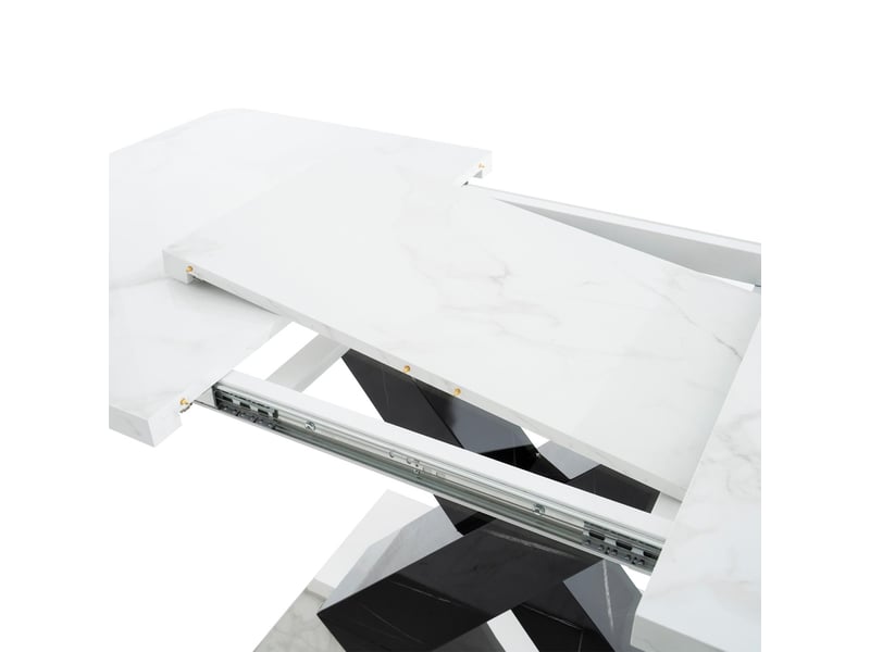  Table à manger extensible 120-160 cm mdf effet marbre blanc et métal noir W2552S00022 - Conforama E