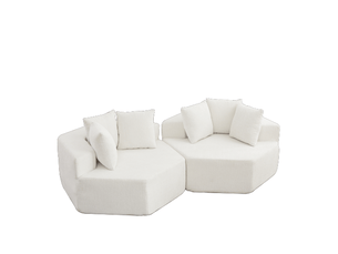 Fauteuil hexagonal moderne, chaise modulable et polyvalente – canapé en chenille assorti – design contemporain