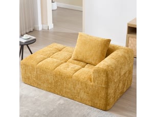 Canapé droit fixe <strong>MERAX</strong> <strong>canapé compressible</strong> 1 place Tissu jaune