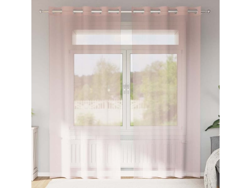 Lot de 2 rideaux en voile, voilages avec œillets rose clair 140x245 cm cf44404  - Conforama B