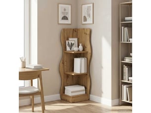 Étagère d'angle, armoire de rangement chêne artisanal 34 x 33 x 102 cm cf41370