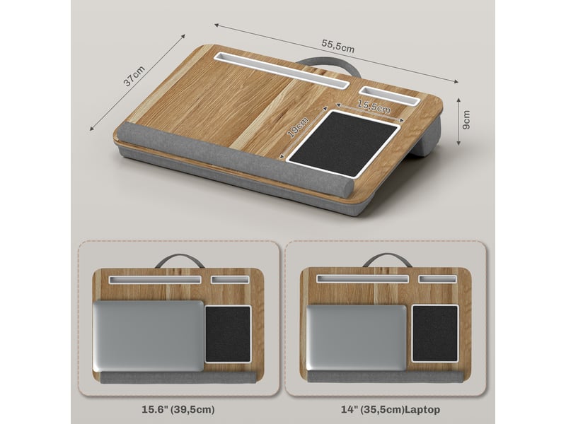 Support ordinateur portable lit avec traversin fente pour tablette ou téléphone tapis de souris poignée repose-poignet - Conforama C
