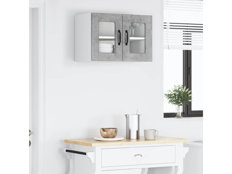 Meuble mural de cuisine, cabinet en verre mural gris béton 60x31x40cm shl9230 - Conforama D