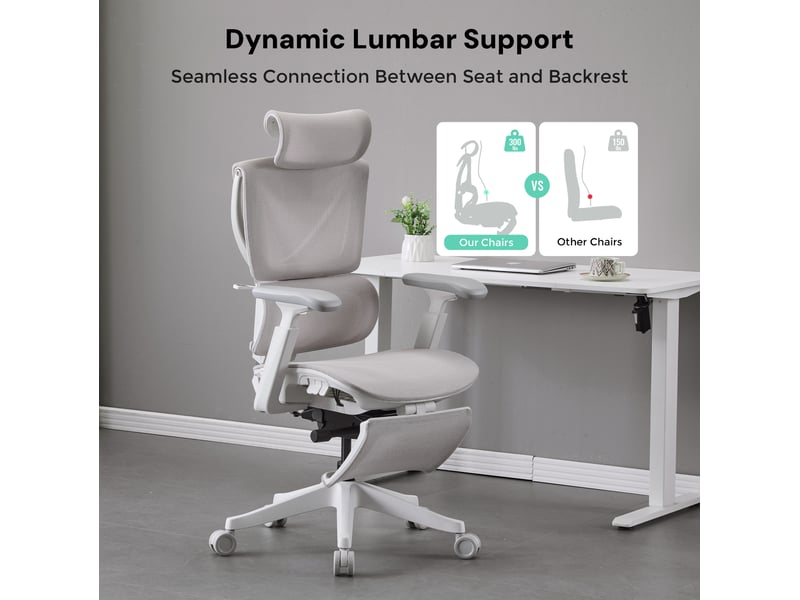  Fauteuil de bureau ergonomique 70,6x70,6x110,5 cm – gris – réglage à 3 boutons et dossier inclinable  - Conforama D