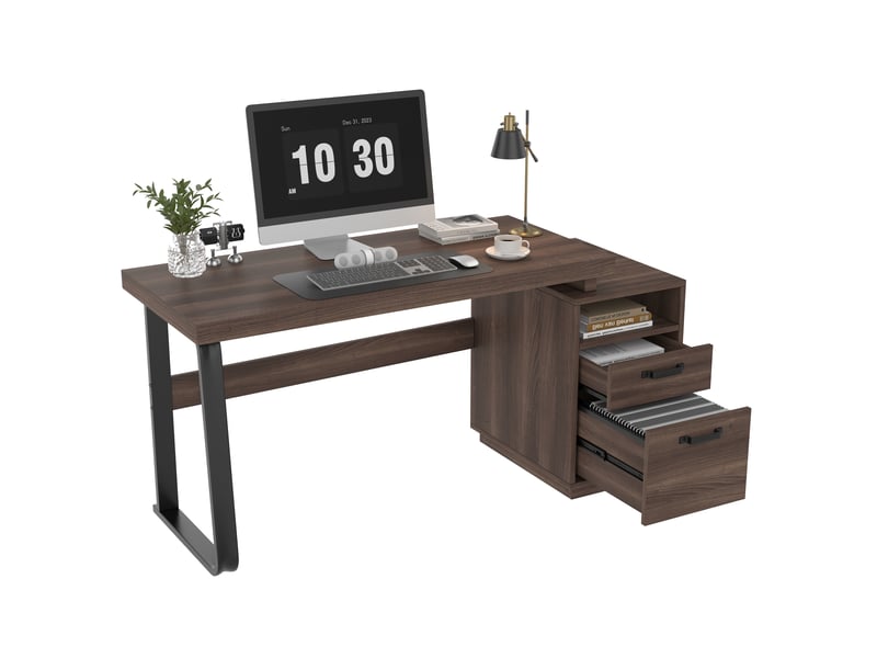  Bureau 161 cm coloris marron bureau marron - Conforama A