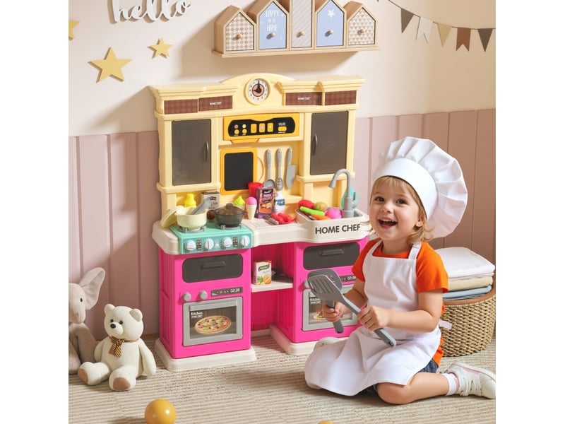  Cuisine jouet enfant 66x24x83 cm – multicolore – robinet électrique, sons, lumières et 85 accessoires  - Conforama B