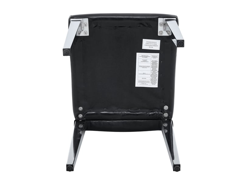  Lot de 4 chaises de salle à manger, chaise cuisine, dossier à motif losange, design contemporain, pu noir, métal argenté  - Conforama E
