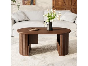 Table basse ovale coloris marron <strong></strong> <strong></strong> - 50 cmx105 cm