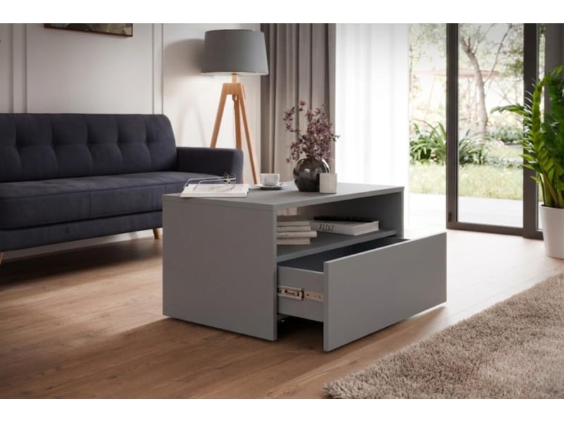  Table basse lino 80 x 50 cm - roulettes et tiroir, gris LINO/LAW/80x50/S - Conforama D