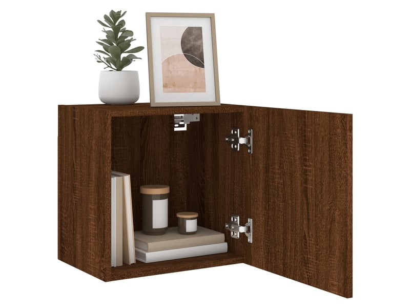  Lot de 2 meuble tv mural, meuble tv suspendu chêne marron 40,5x30x40 cm  - Conforama E