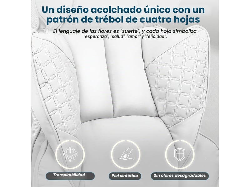  Gtplayer chaise de jeu ergonomique avec accoudoirs réglables, soutien lombaire à ressort, 180 kg, siège large - blanc CH510-WT - Conforama E