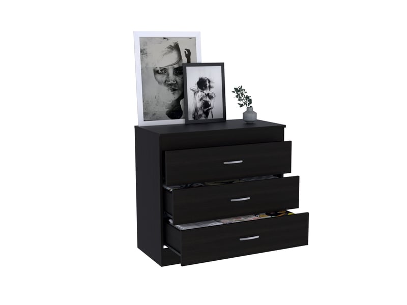  Commode melia de 80 cm avec 3 tiroirs, wengé  - Conforama E
