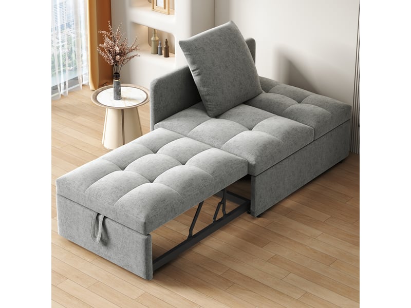  Canapé convertible, canapé-lit — en lin, avec méridienne, dossier réglable  - Conforama C