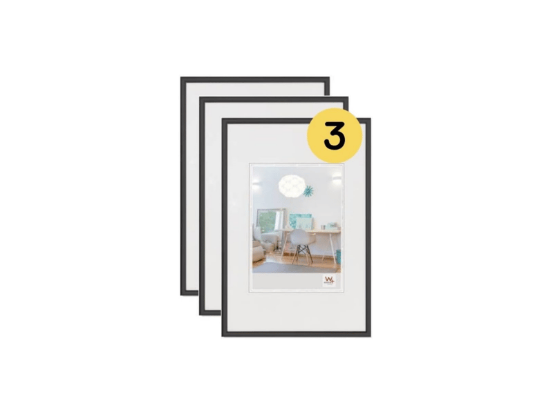  Lot de 3 cadres photo en plastique noir – 20 x 30cm  - Conforama A
