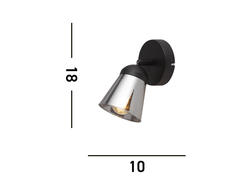  Mega 1l spot métal noir avec verre fumé e14 max 60w 61170-1SM - Conforama D