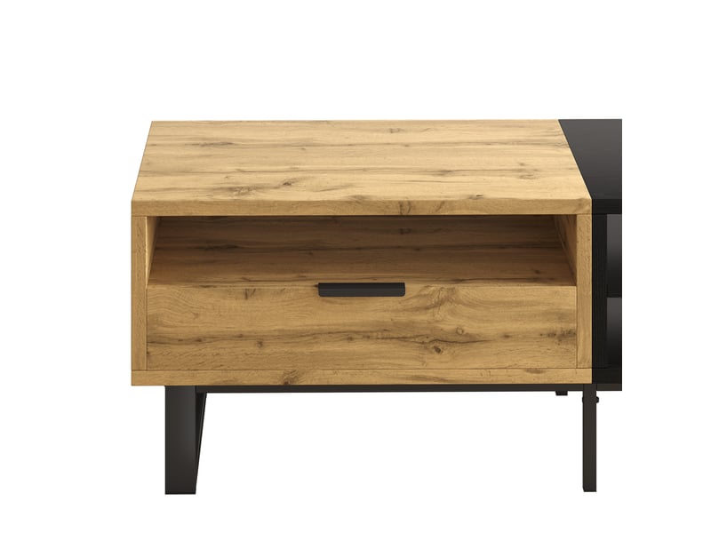  Table basse contemporaine colorblock 100 x 50 x 40 cm, tiroirs et rangements, pieds métal, salon moderne  - Conforama E