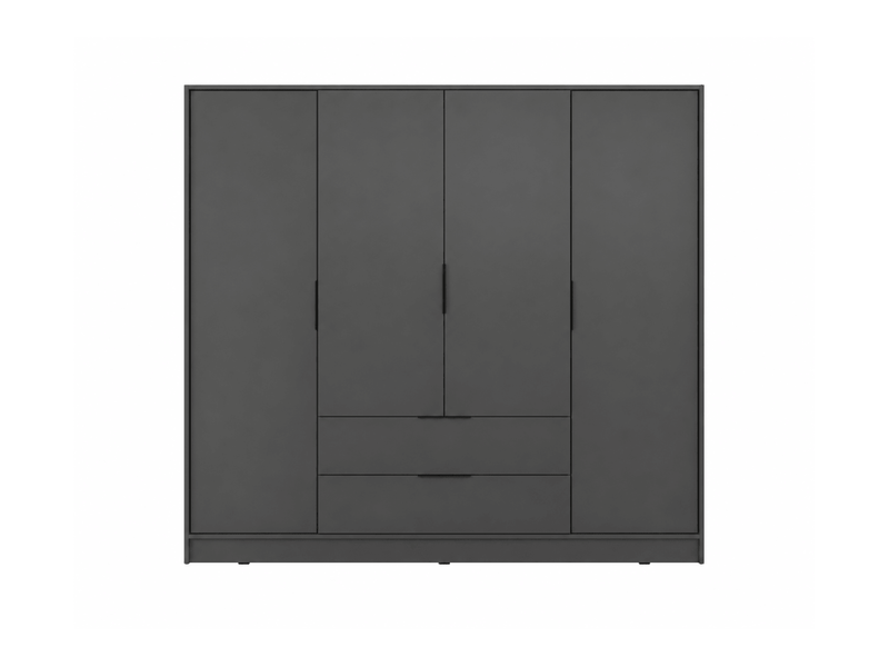  Armoire mirage 4 portes 2 tiroirs avec penderie - gris MIRAGE - Conforama A