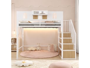 Lit mezzanine 90x200 cm <strong>WISHDOR</strong> <strong></strong> coloris blanc