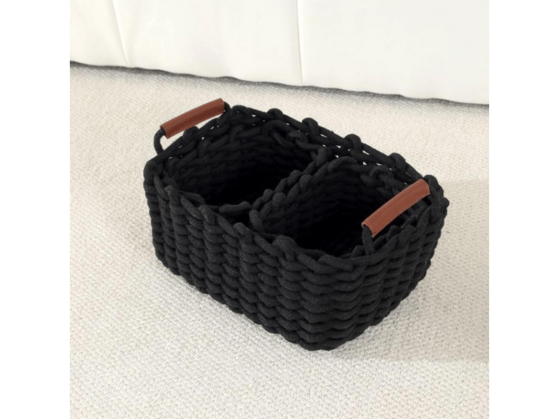  Panier de rangement en corde de coton organisateurs de paniers de rangement rectangulaires naturels décoratifs pour chambre de bébé, salon  - Conforama B