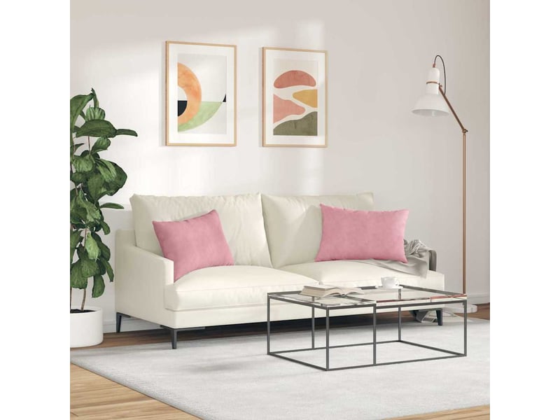 Lot de 2 coussins de canapé, coussins décoratifs rose 60 x 40 cm cf59150 - Conforama D