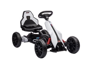 Karting électrique 12 v pour enfants de 3 à 8 ans, vitesse 3-5 kmh, ceinture de sécurité, 100 x 58 x 58,5 cm, blanc