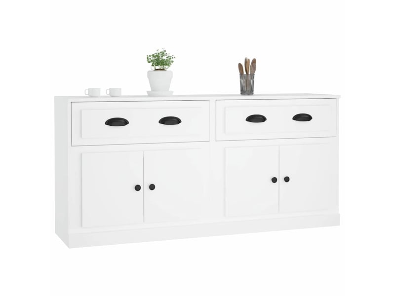  Buffets 2 pcs - bahut - meuble de rangement blanc bois d'ingénierie  - Conforama D