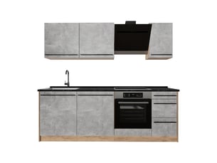 Vicco cuisine, bétonchêne doré, 220cm plan de travail anthracite