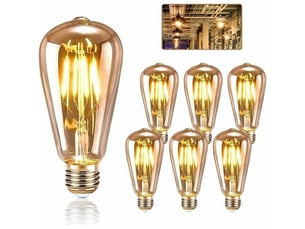 Ampoule e27 edison vintage led st64 4w blanc chaud lot de 6