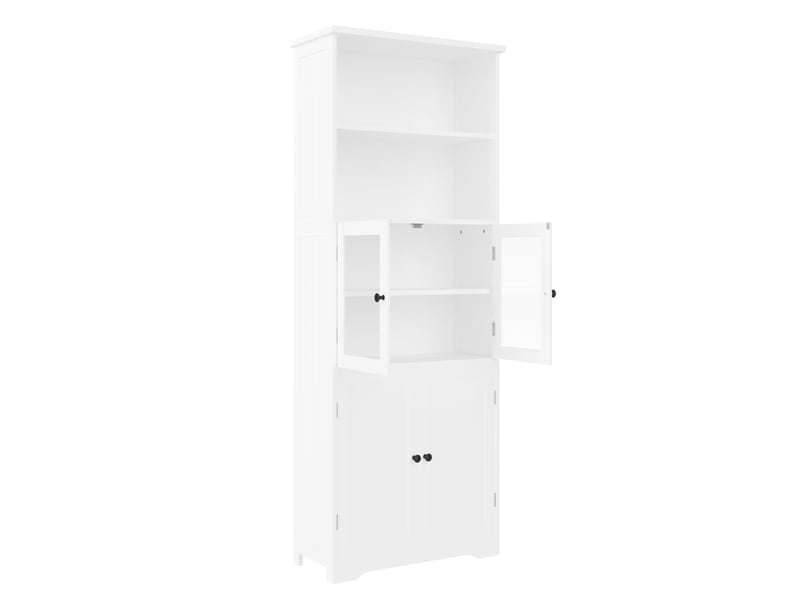  Meuble de salle de bain 57,4x28,4x162,5 cm blanc avec 4 portes mdf  - Conforama E