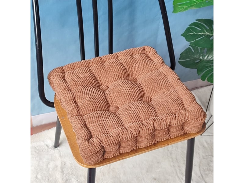  Lot de 2 coussins de chaise avec rubans – 40x40 cm, brun  - Conforama B