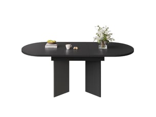 Table à manger extensible 120-160x80 cm - table ovale pour cuisine et salon, mdf noir