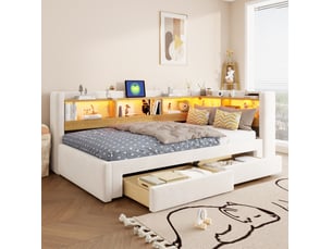 Lit gigogne 90x200 cm DESVIAE coloris beige