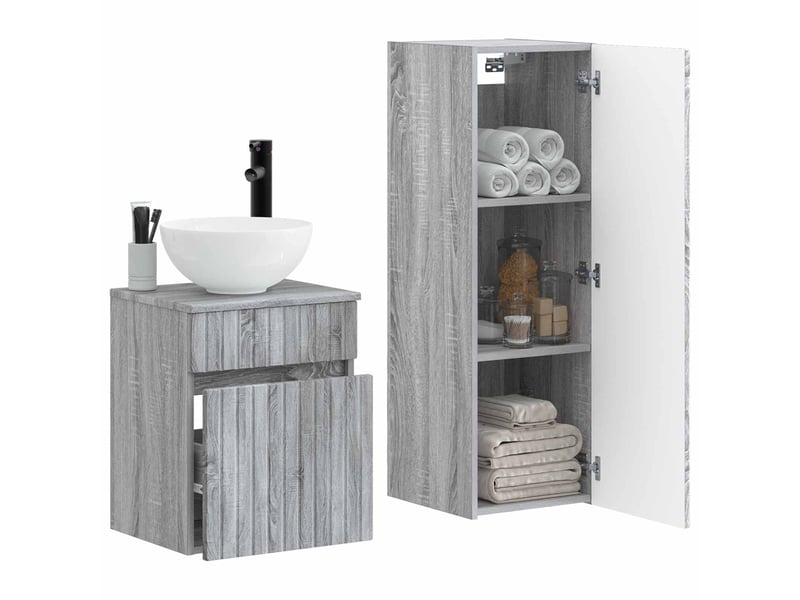  Ensemble de mobilier de salle de bain 2 pcs sonoma gris shl698  - Conforama C