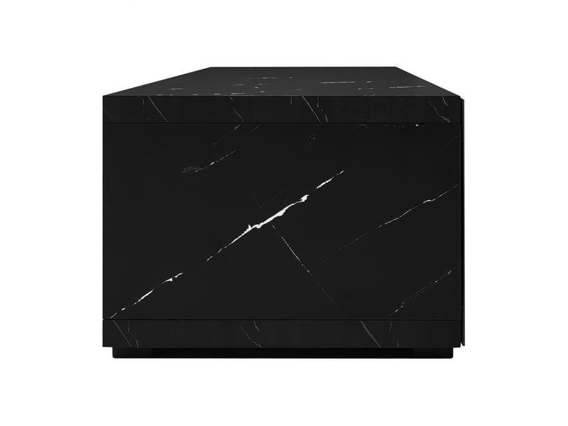  Meuble tv extensible 140-260 cm pivotant effet marbre noir et blanc brillant  - Conforama E