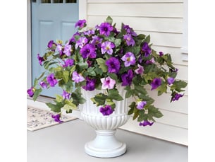Irovami décoration florale de pétunia violet à double pétale, fleur artificielle résistante aux uv (lot de 2)