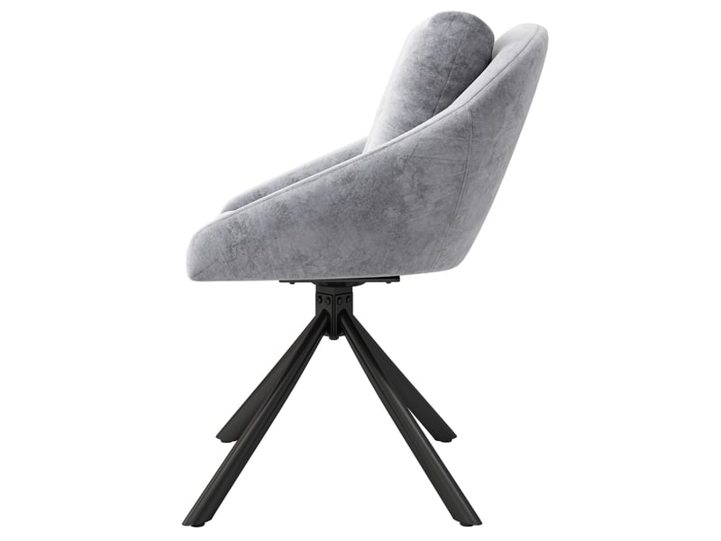 Lot de 2 chaises de salle à manger pivotantes 360° en velours gris, design ergonomique, piètement métal noir - Conforama R