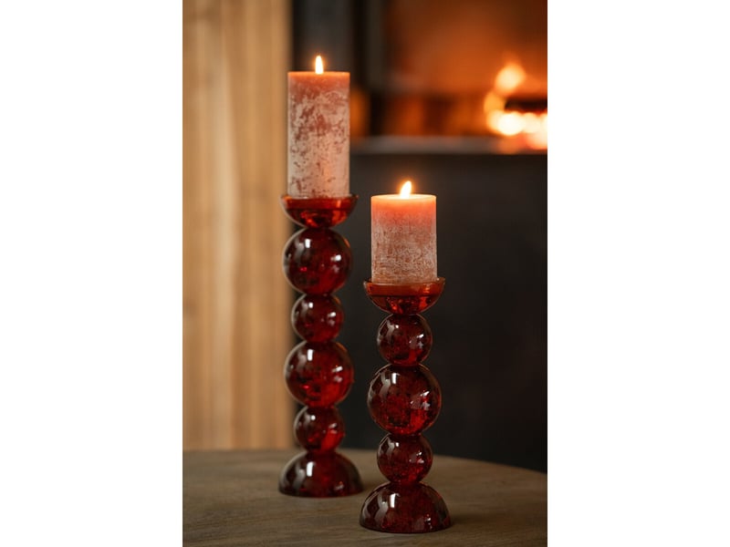  Bougeoir boules en verre dimitri 27cm bronze  - Conforama D