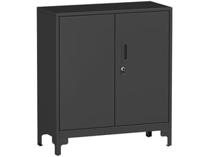 Armoire de bureau à 2 niveaux, meuble de rangement bureau métallique avec 2 portes verrouillables, noir, 80 x 35 x 91 cm