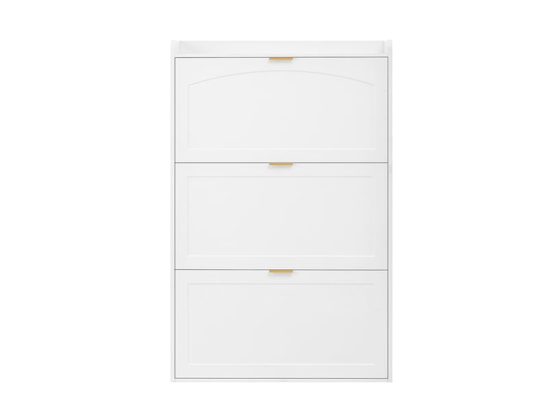  Meuble à chaussures étroit blanc 76x23x118 cm, placard rangement entrée avec 3 portes abattantes  - Conforama A