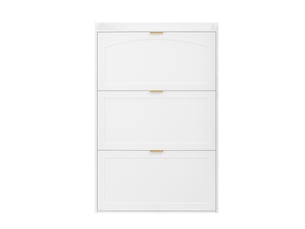 Meuble à chaussures étroit blanc 76x23x118 cm, placard rangement entrée avec 3 portes abattantes