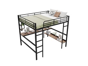 Lit mezzanine 140x200 cm <strong>MERAX</strong>  <strong>lit enfant noir</strong> coloris noir