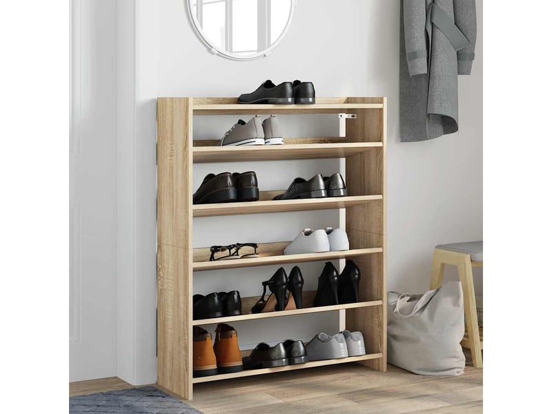  Meuble à chaussures, étagère à chaussures chêne sonoma 80x25x100cm bois d'ingénierie  - Conforama C