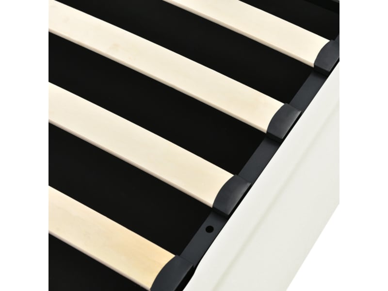 Lit coffre hydraulique 160x200cm, lit double, lit rembourré, avec bande led, pu, blanc, avec télécommande - Conforama C