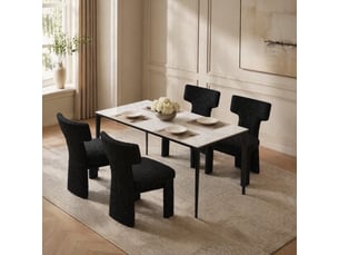 Lot de 2 chaises de salle à manger en chenille noir et gris, pieds en bois d'hévéa